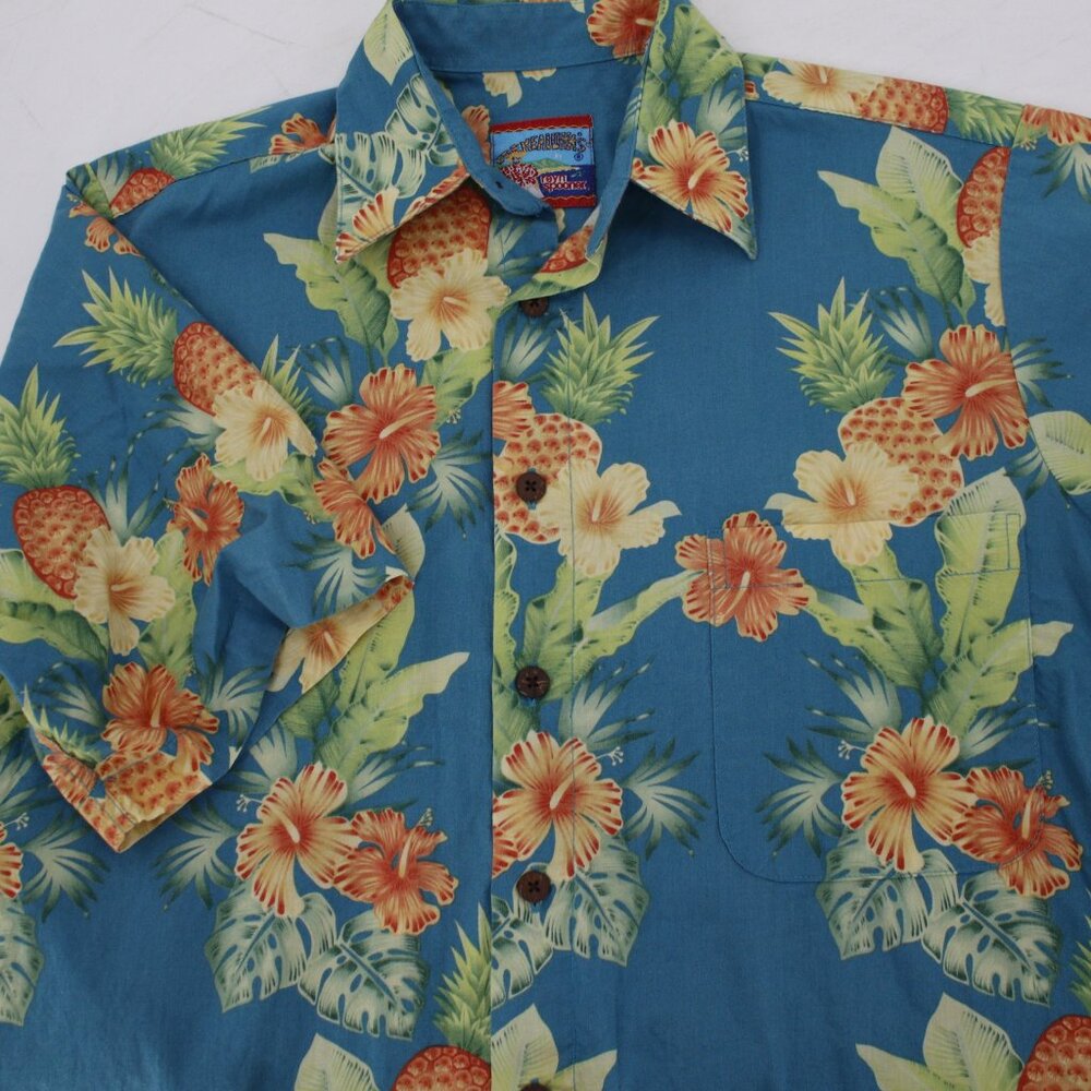 Reyn Spooner Hawaiian Shirt Men's‎ XS Joe Kealohas Floral pineapple print pocket